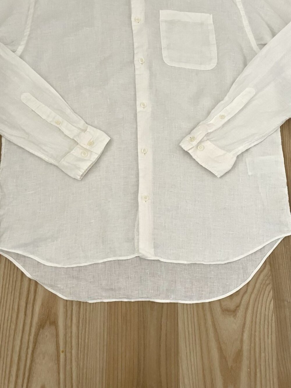 MUJI 100% Linen Oversized Mandarin Collar Button Front Top White size Medium - Picture 3 of 7